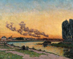 Puesta de Sol en Ivry, c.1872-73 de Jean Baptiste Armand Guillaumin